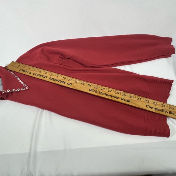 LIV MILANO RHINESTONE EMBELLISHED COLLAR LONG SLEEVE SWEATER XL RUST NEW - Picture 7 of 7